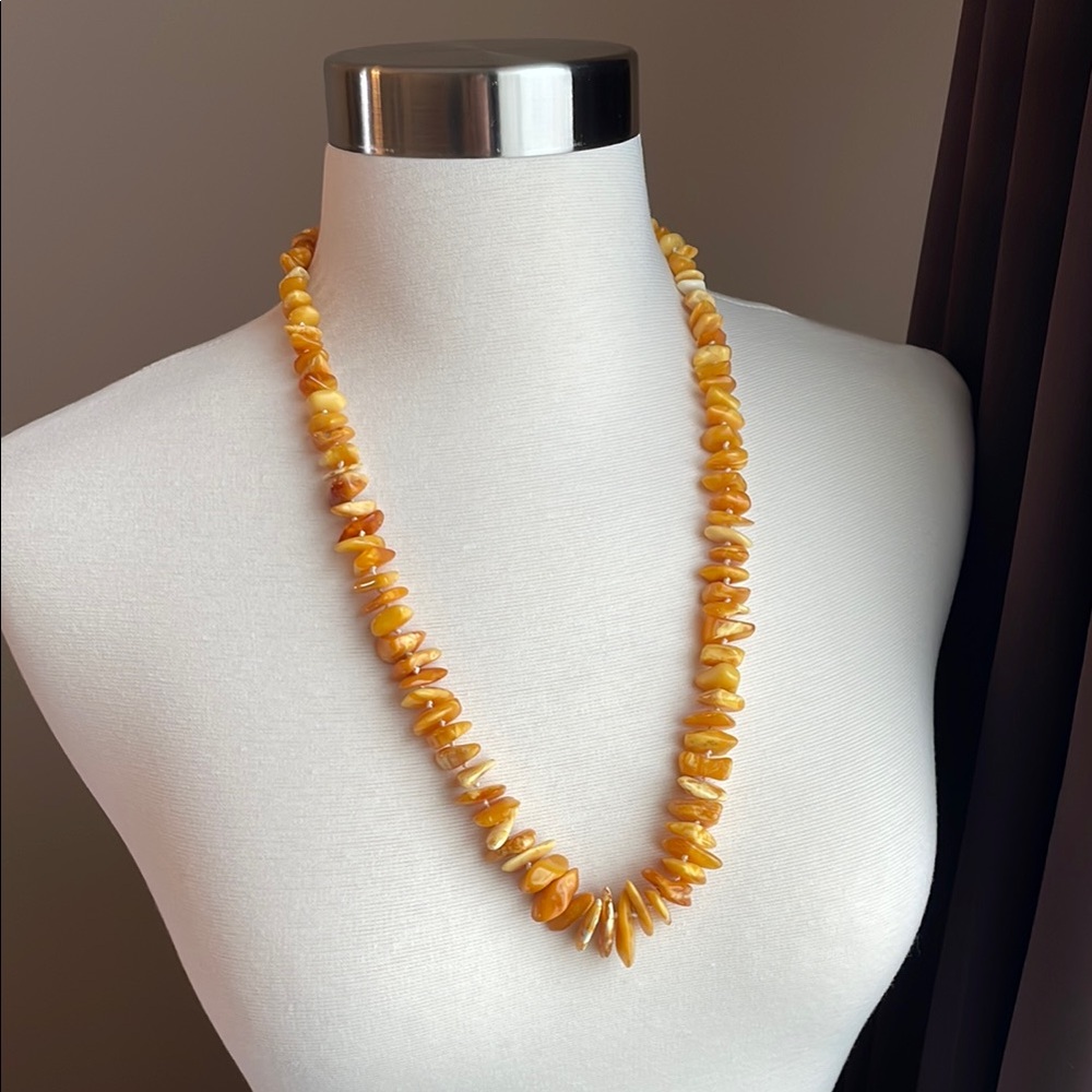 Vintage Amber Graduated Bead Necklace, Butterscotch, Lemon, Honey, Egg Yolk